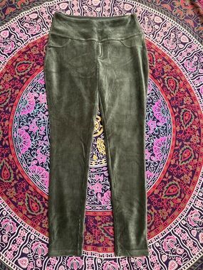 Suave Knit Corduroy Green Legging Pants size M Tummy Control Stretchy Pants